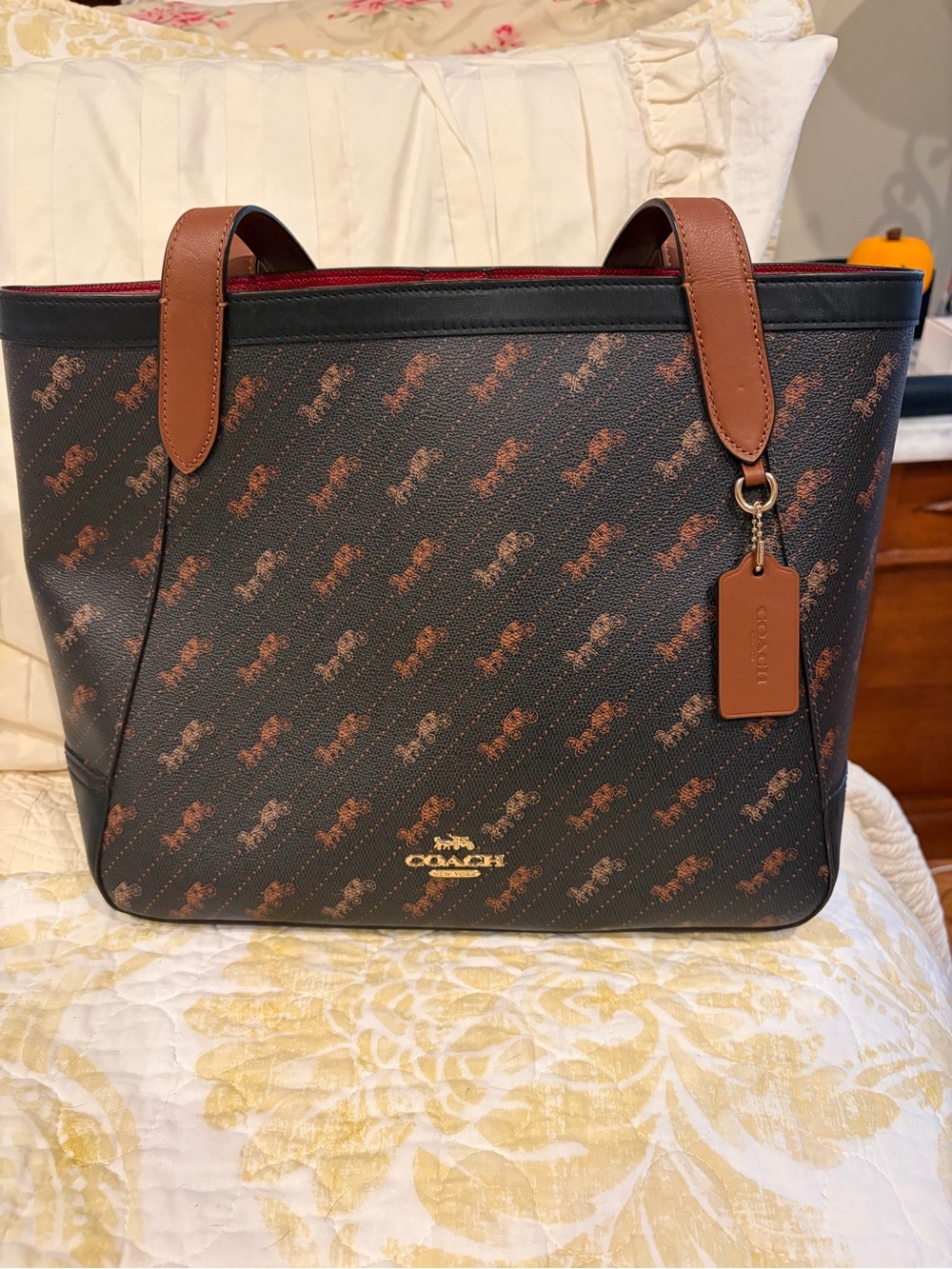 Coach Brown and Black Signature Tote